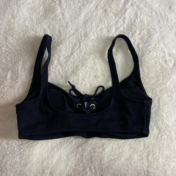 Black Ribbed Bikini Top - Picture 2 of 5
